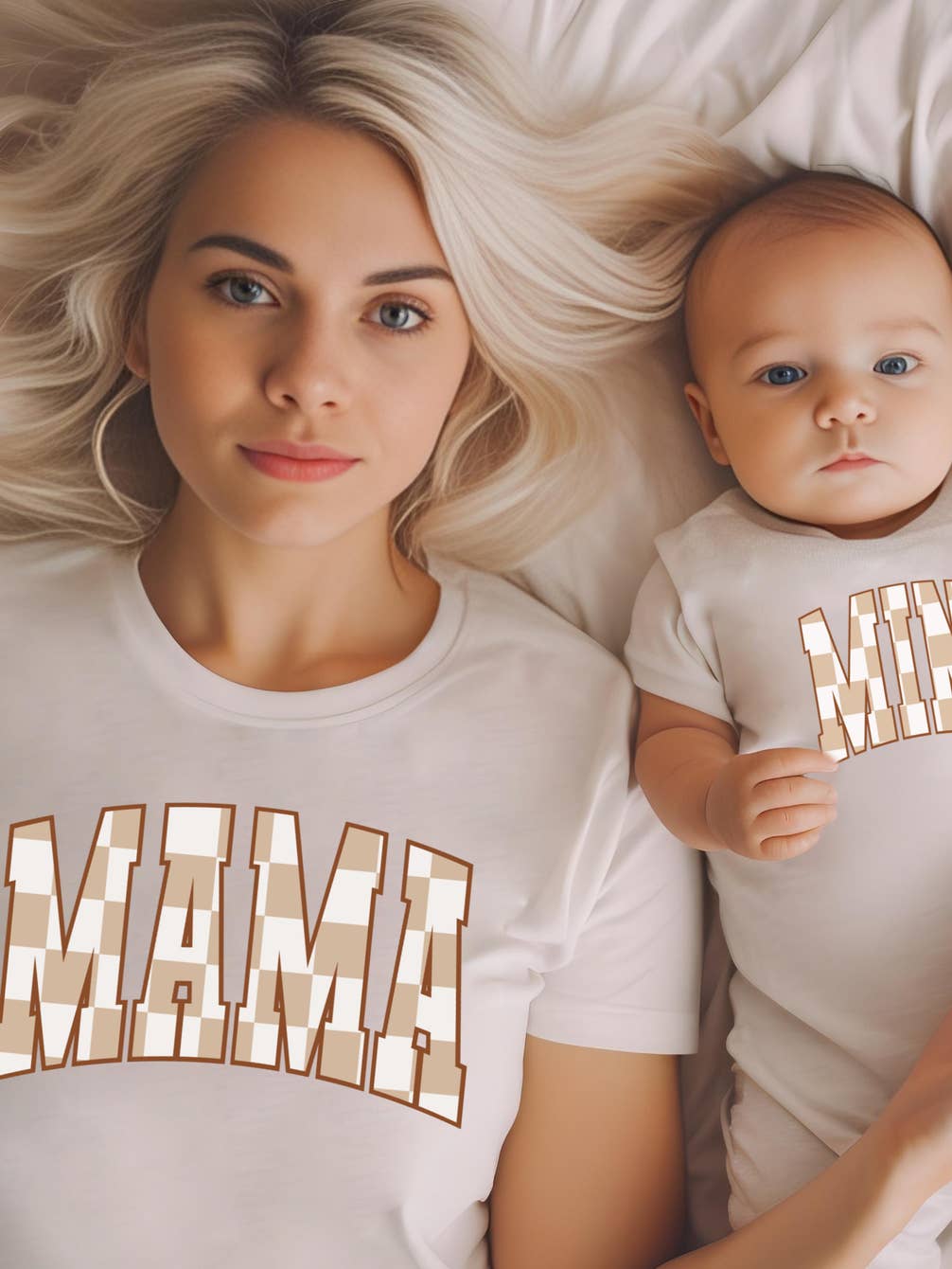 Mama & Mini Tan Check Matching T-Shirts