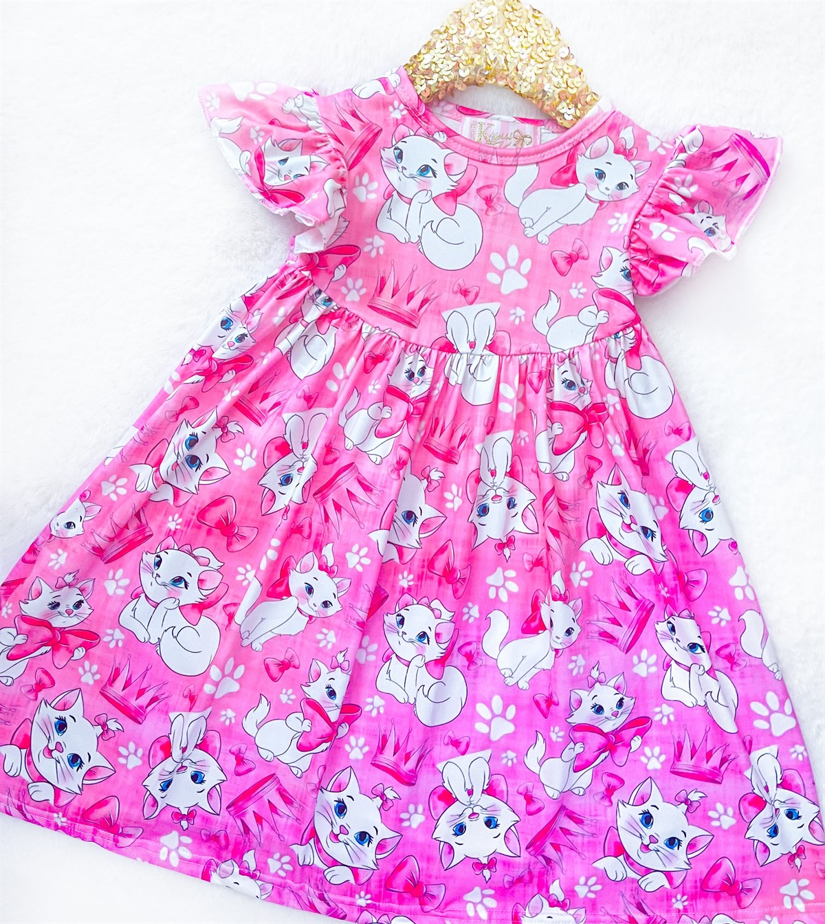 Girls Fun Character Dresses - Pink Cats - atristocats, marie