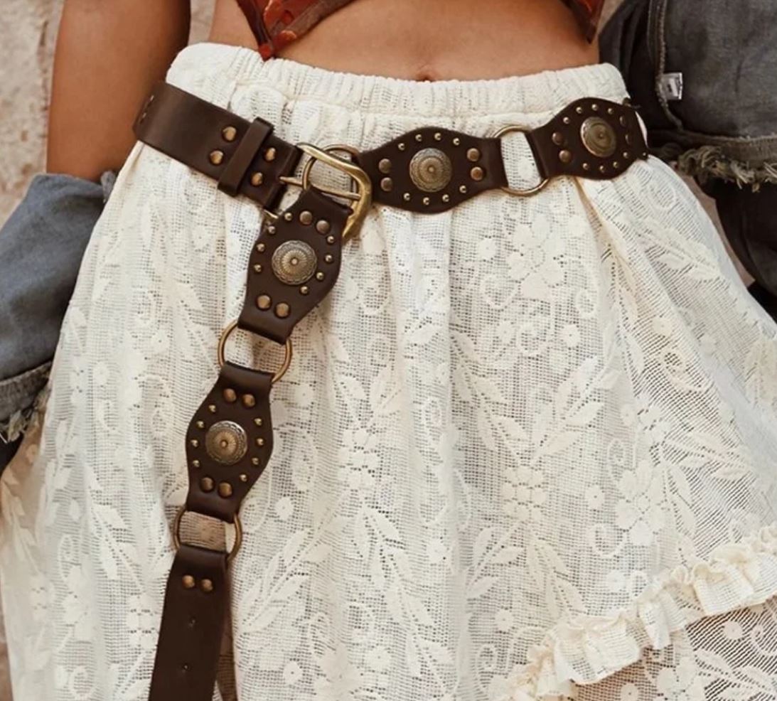 Western Denim American Style Retro Faux Leather Western Belt New Brown Belt