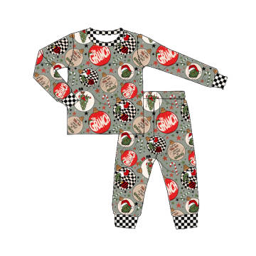 Christmas Kids 2 Pc Pajamas - Grey Grinch Christmas Balls