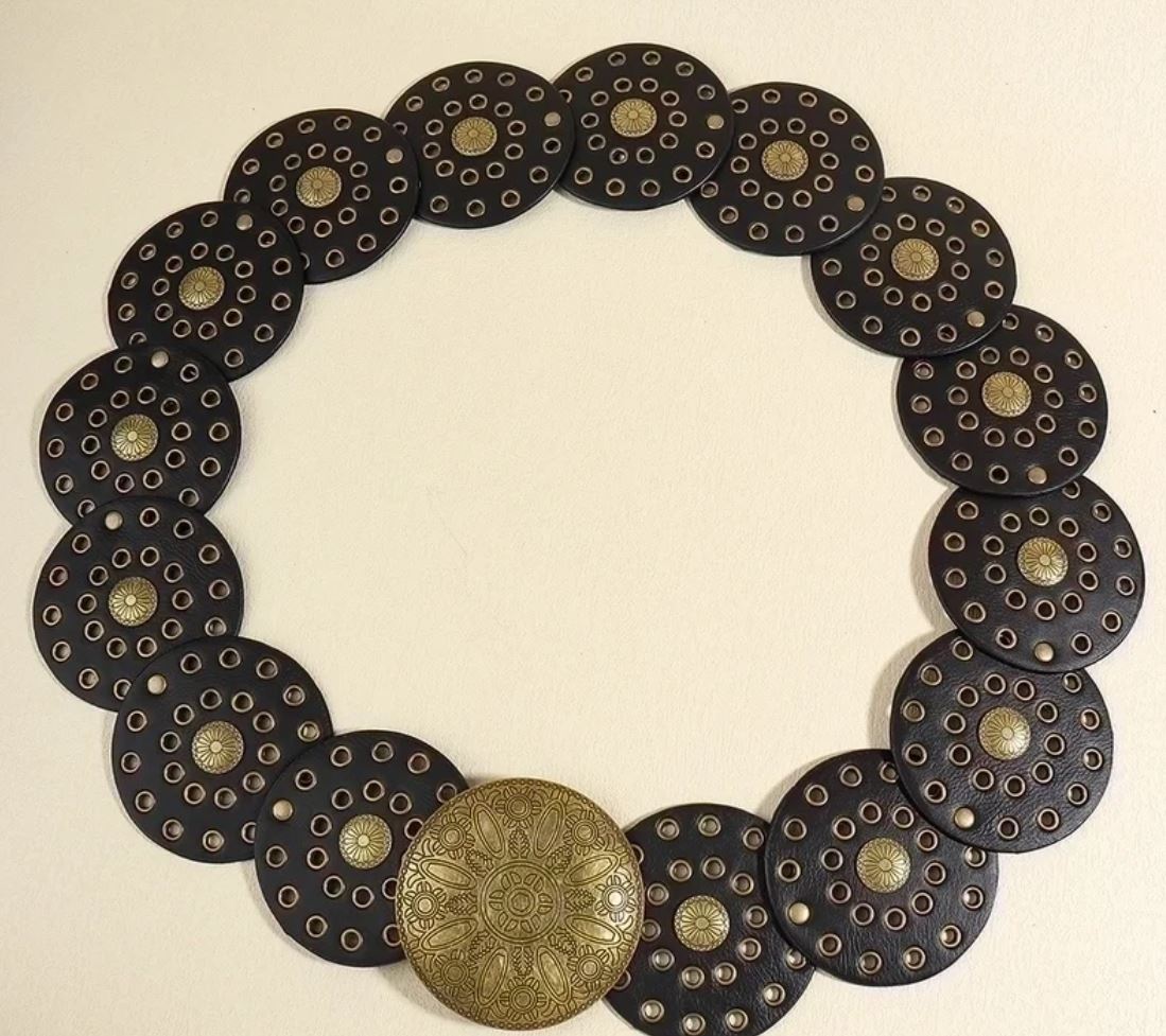 Belt Decorative Retro Mid-ancient Disc European And American Exaggerated Denim Western Style Personality Hollow Out Metal Wide Belt