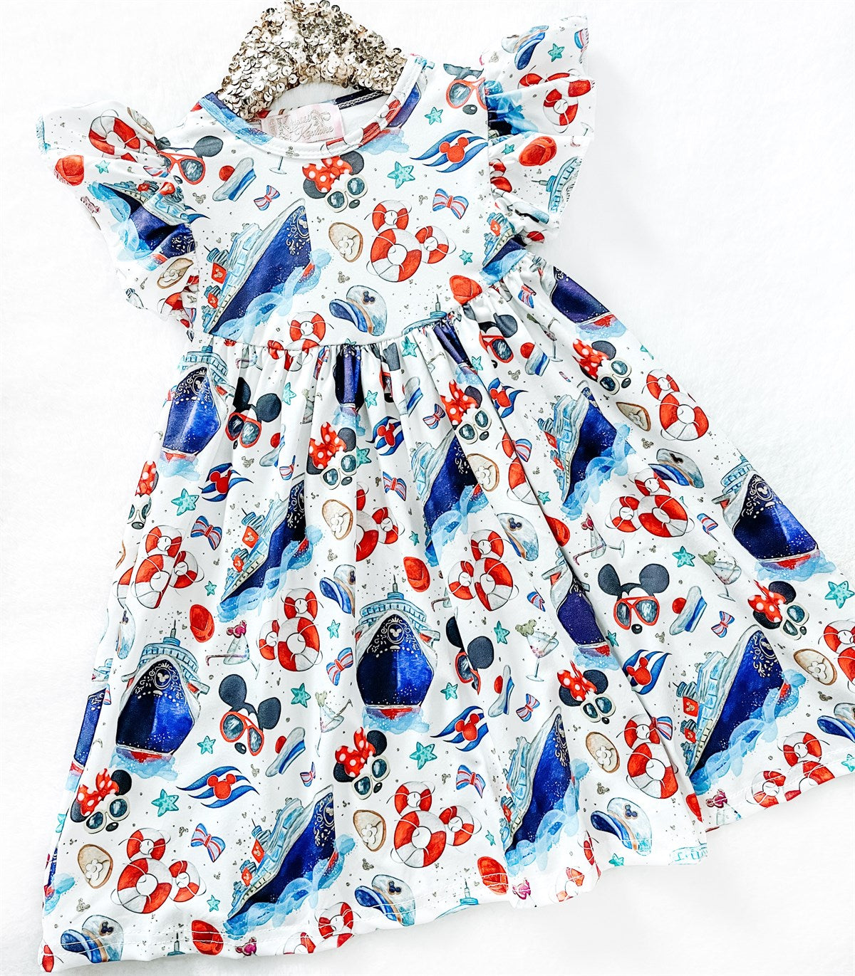 Girls Fun Character Dresses - Mouse Cruise - saviour circles, mickey cruise line, disney cruise line, captain mickey, captain minnie