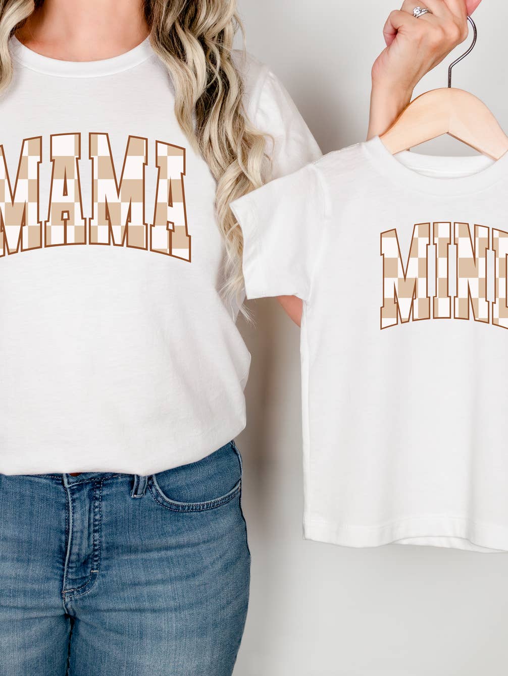 Mama & Mini Tan Check Matching T-Shirts