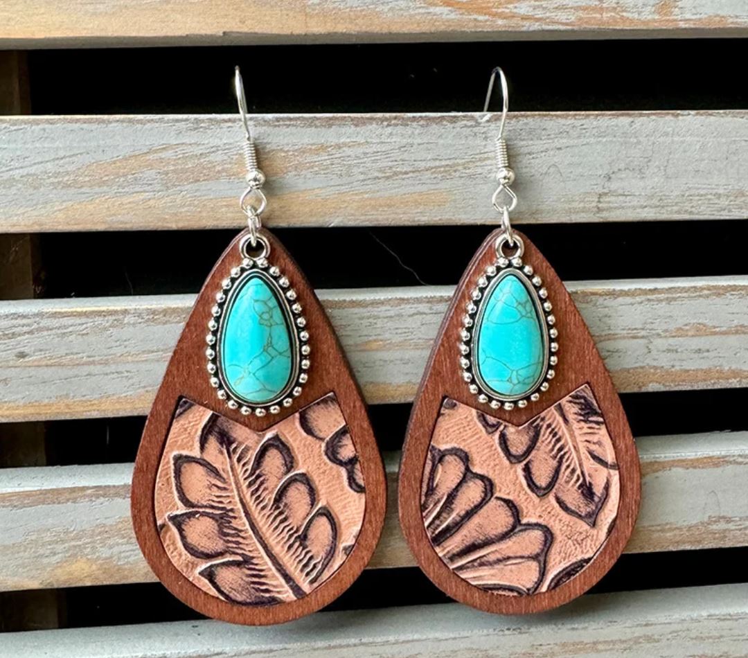 Western Genuine Leather Earrings Classic Horsehair Leopard Print Embossed Cowhide Water Drop Vintage Earrings Fashion Ear Jewelry