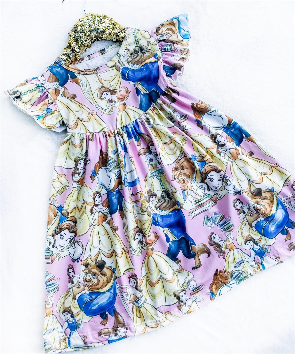 Girls Fun Character Dresses - Pink Beauty & Beast