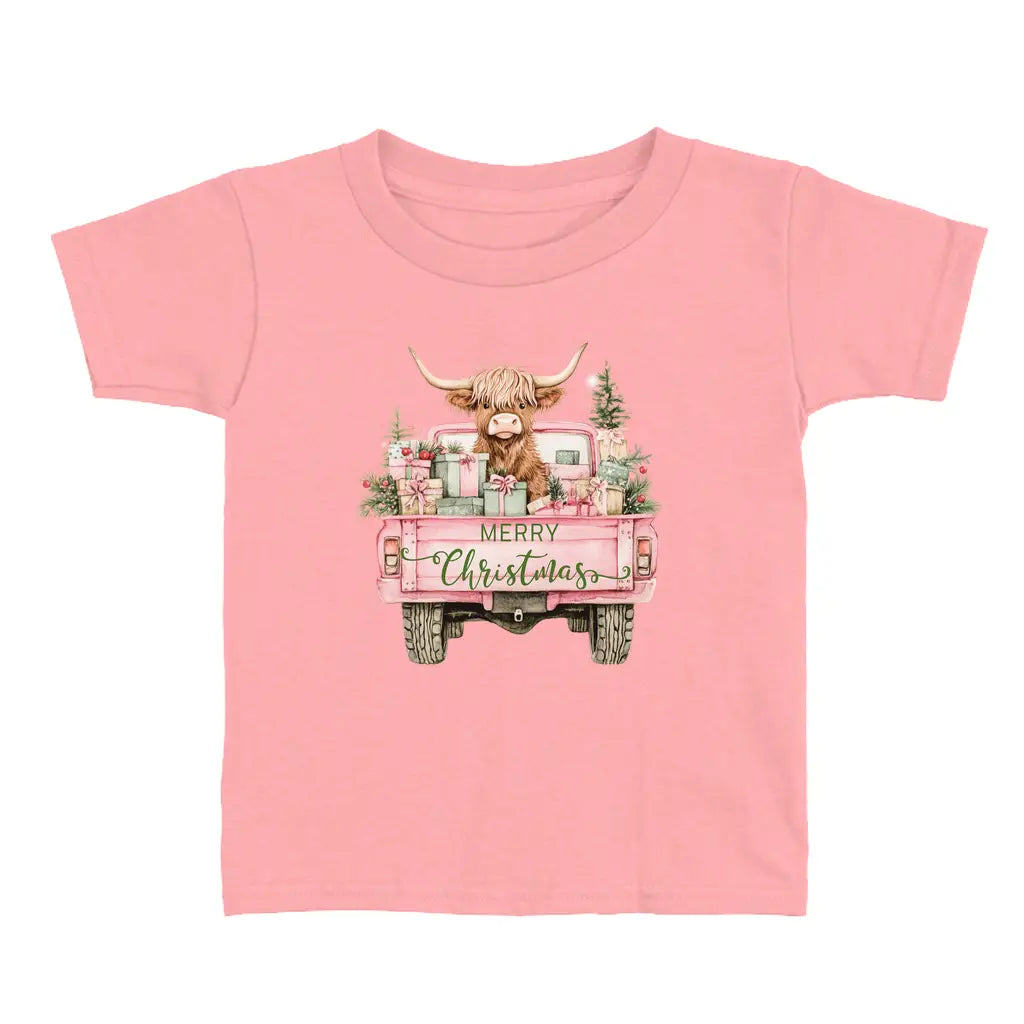 Highland Cow & Vintage Truck Toddler Christmas T-Shirt