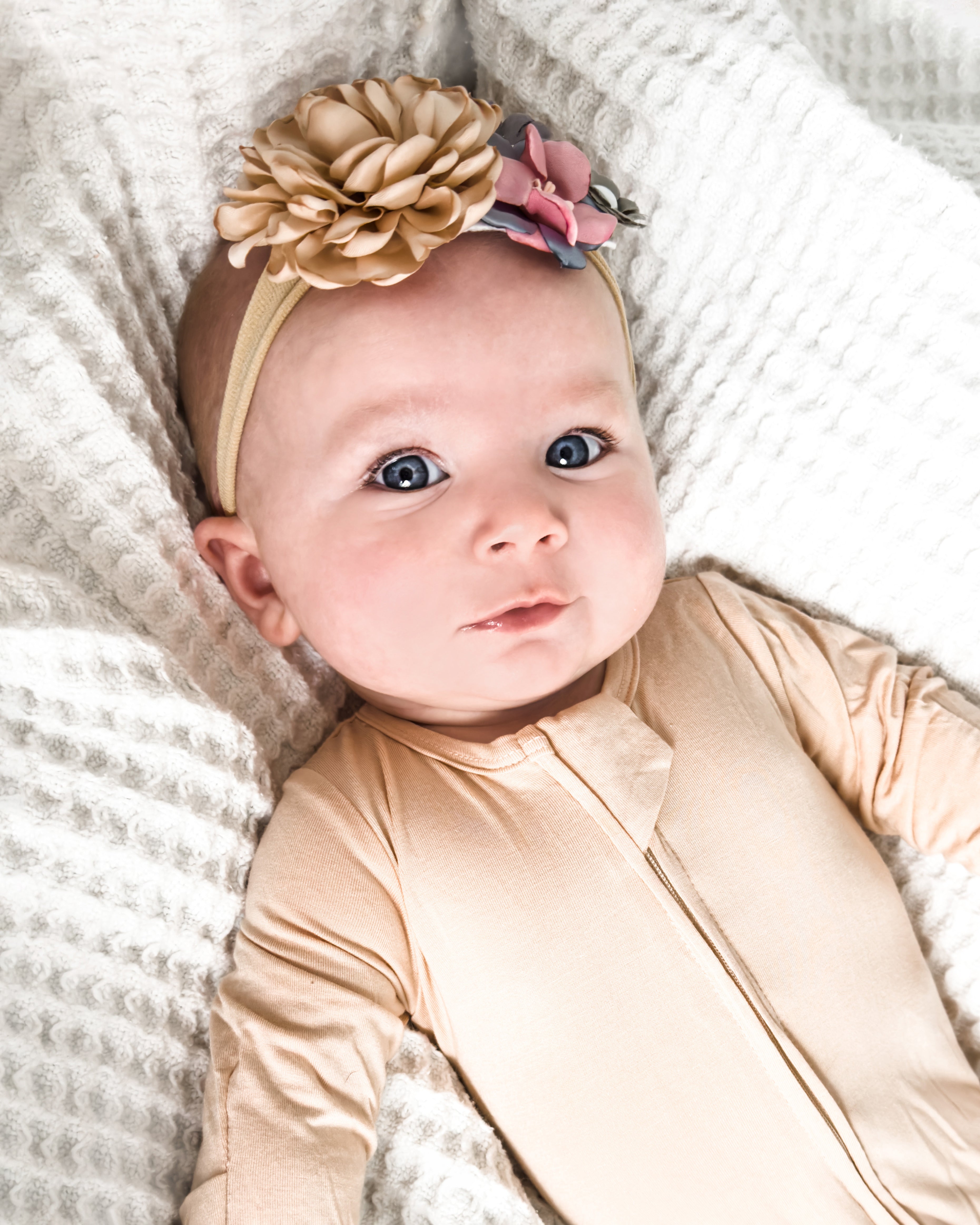 Gender Neutral Bamboo Convertable Double Zipper Zippies - Blush/Tan