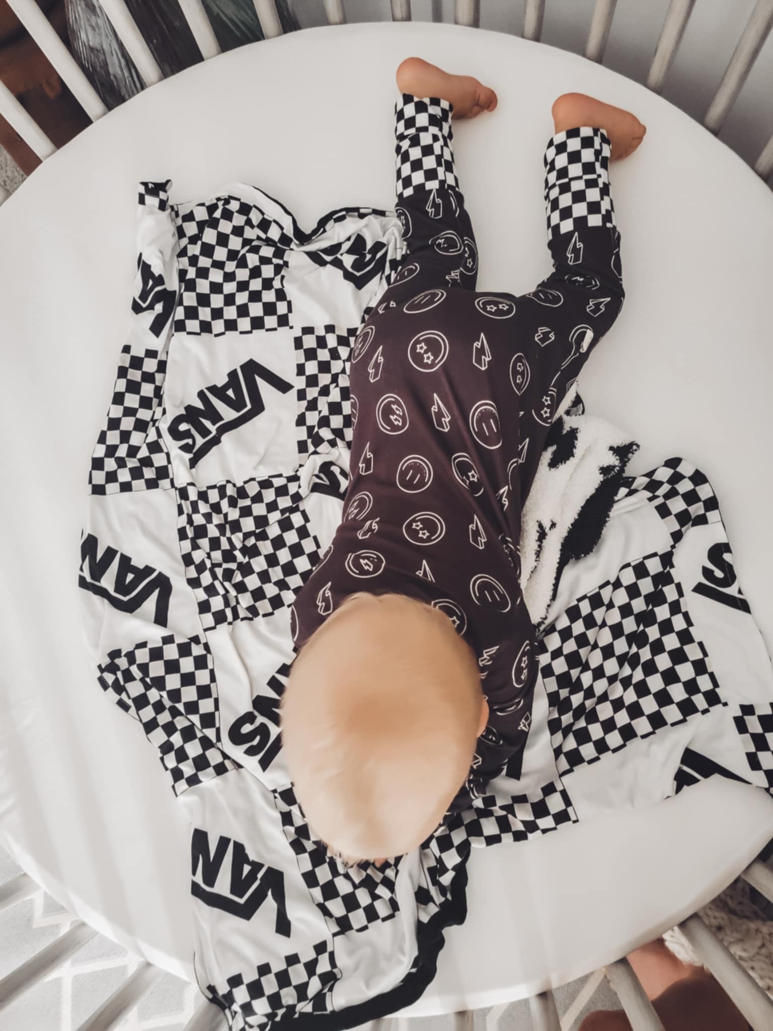 Baby Boys Zippy Sleeper - Black & White Happy Face