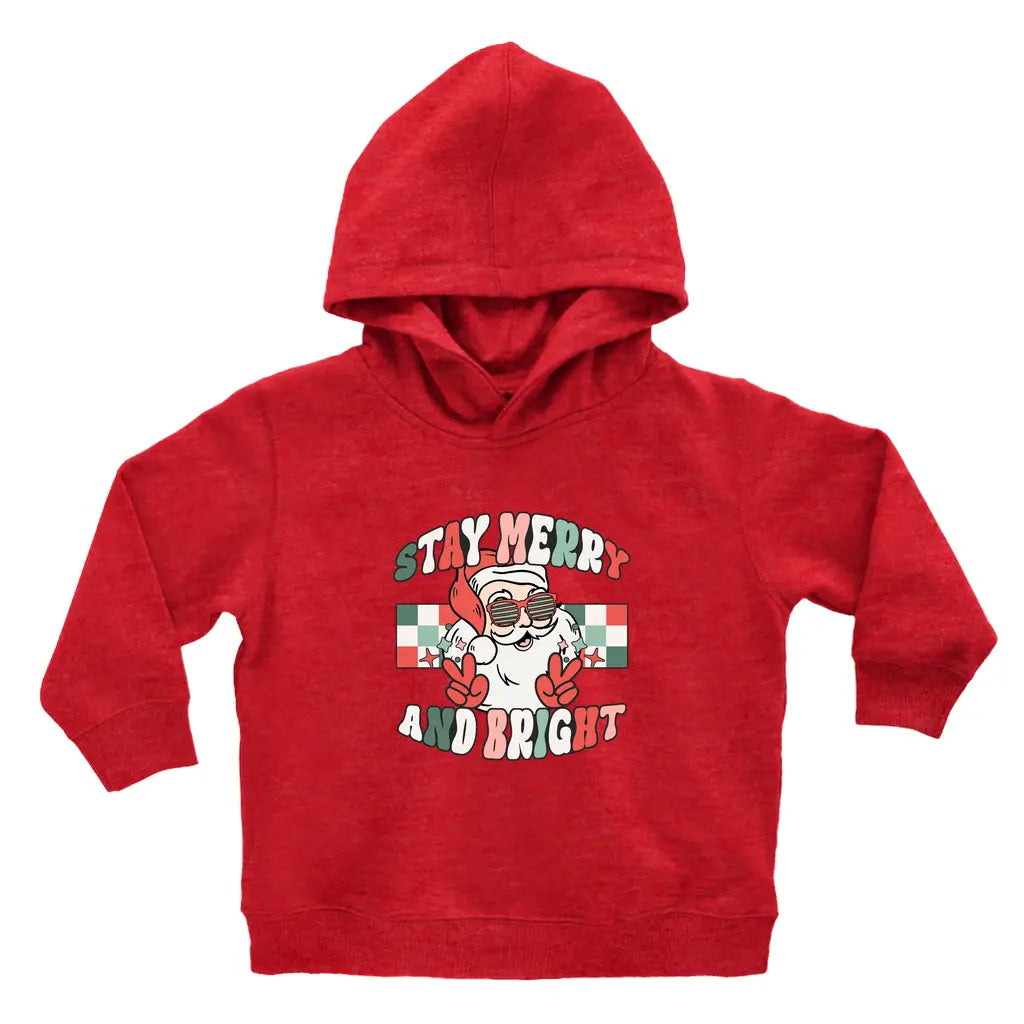 Stay Merry Checked Santa Toddler Christmas Hoodie