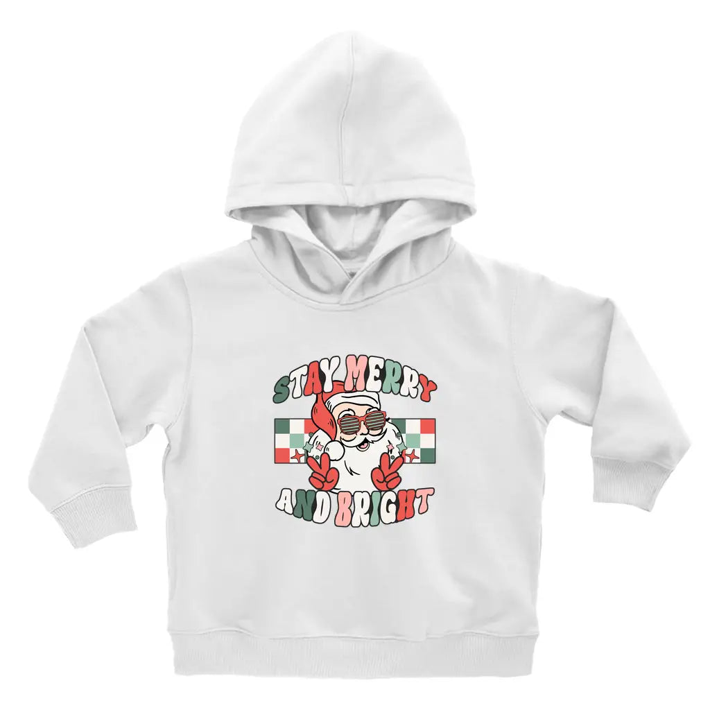 Stay Merry Checked Santa Toddler Christmas Hoodie