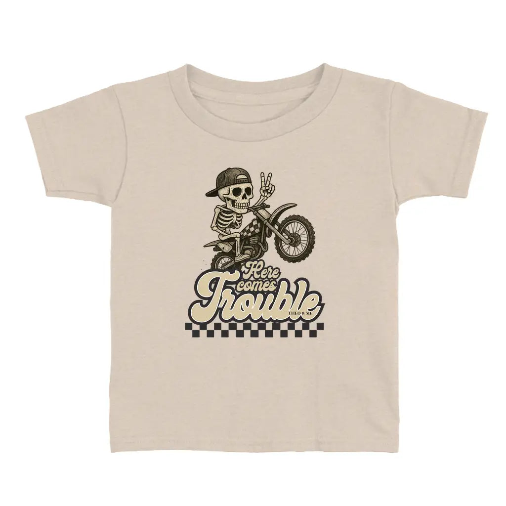 Toddler Here Comes Trouble T-Shirt - Dirt Bike
