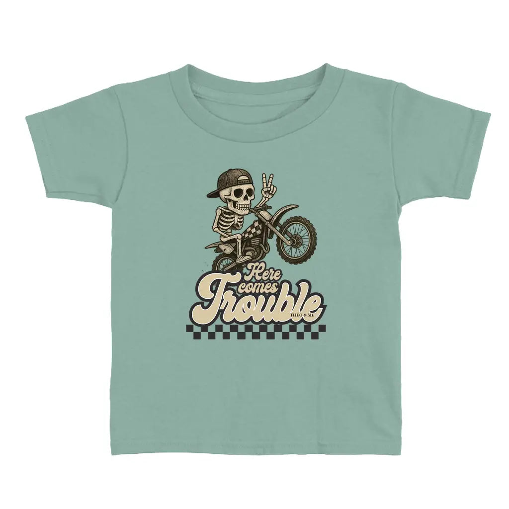 Toddler Here Comes Trouble T-Shirt - Dirt Bike