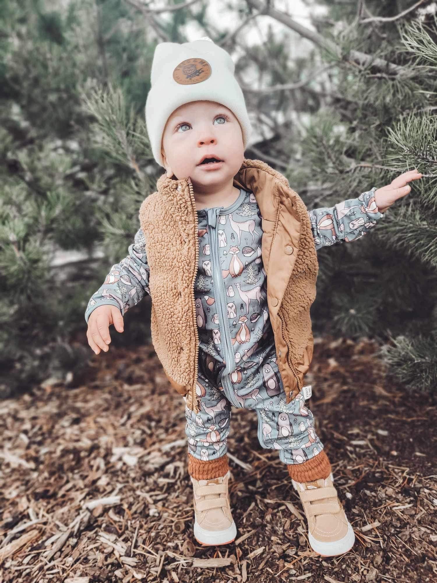 Boys Soft Sleepers With Double Zippers - Green Forest Friends