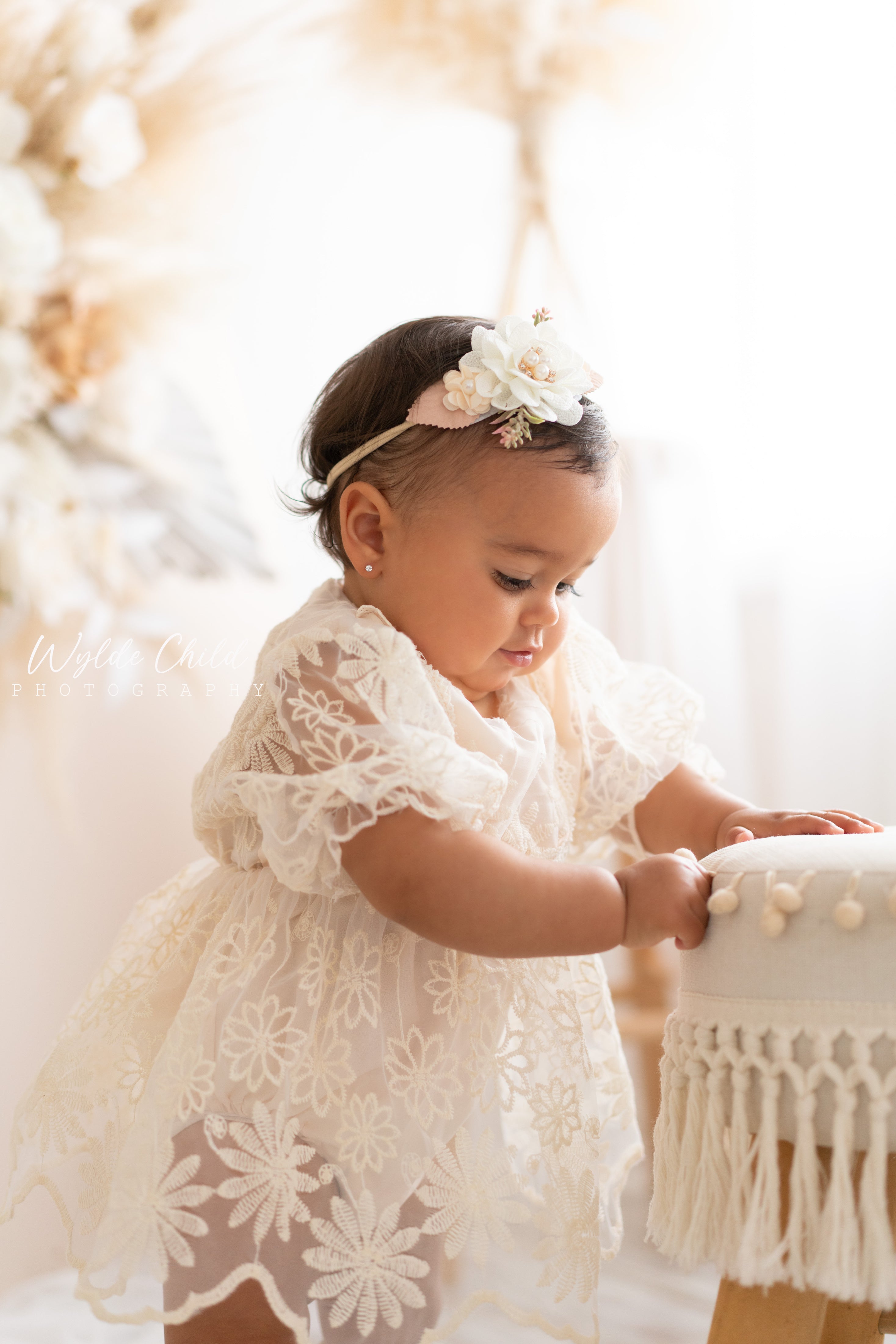 Baby Girls Ivory/White Lace Vintage Romper