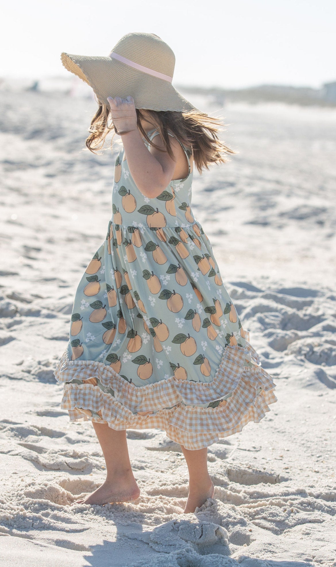 Girls Long Ruffle Dresses - Lemons