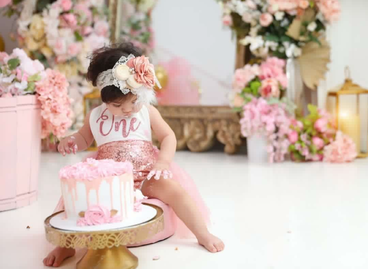 Kryssi Kouture Exclusive Girls First Birthday Darling Dazzle Rose Gold 1st Birthday TUTU Romper