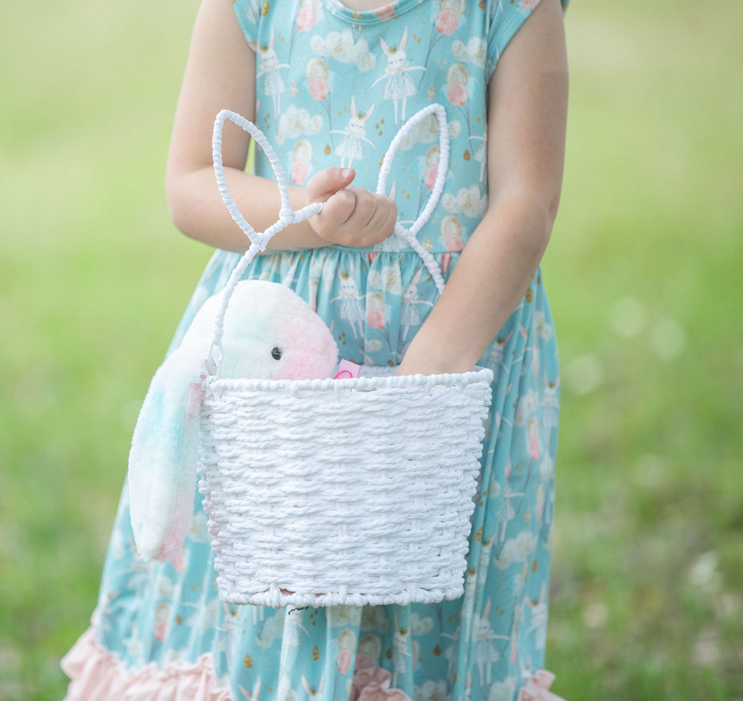 Girls Long Ruffle Dresses - Spring Rabbits