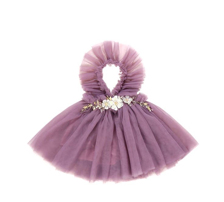 Kryssi Kouture Girls Ruffled Tulle Mulberry Swan Dress