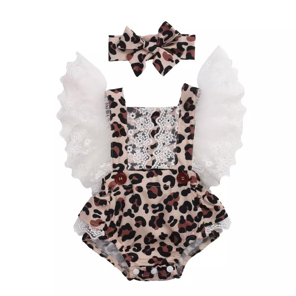 Girls Lace Leopard Romper