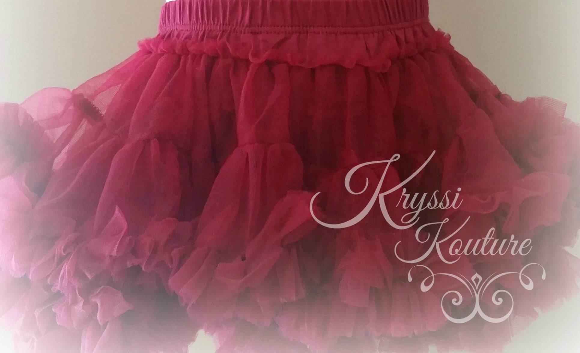 Kryssi Kouture Burgundy Tutu/Pettiskirt Bloomers - Pettie Coat - Birthday Outfit - Fall Birthday Outfit, Tutu - Ruffles & Bowties Bowtique