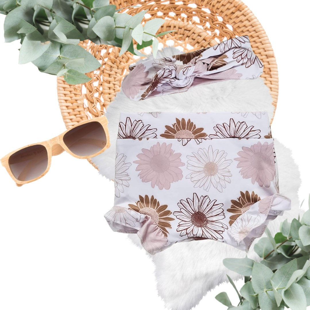 Tan Boho Sunflowers Bummie | 2 Pc