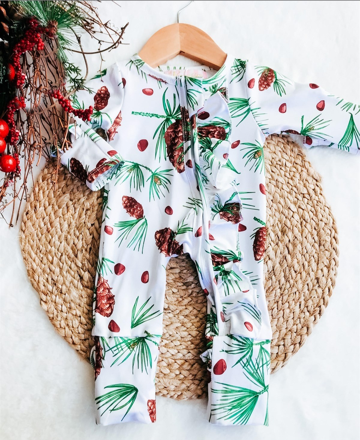 Baby Pinecones Holiday Zipper Convertible Sleepers