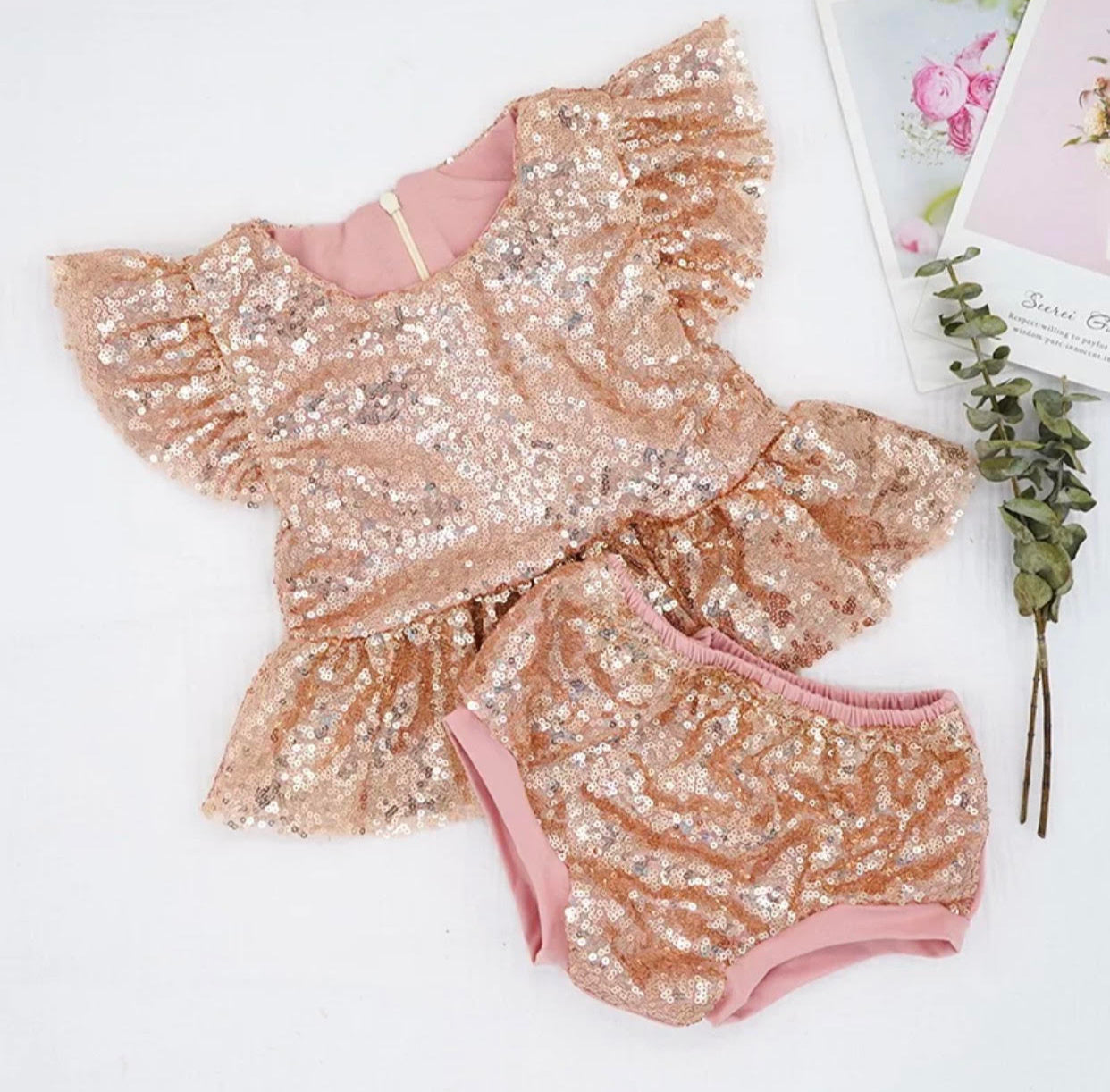 BEST SELLER - Marilyn Rose Gold Sequin 2 Pc Birthday Set