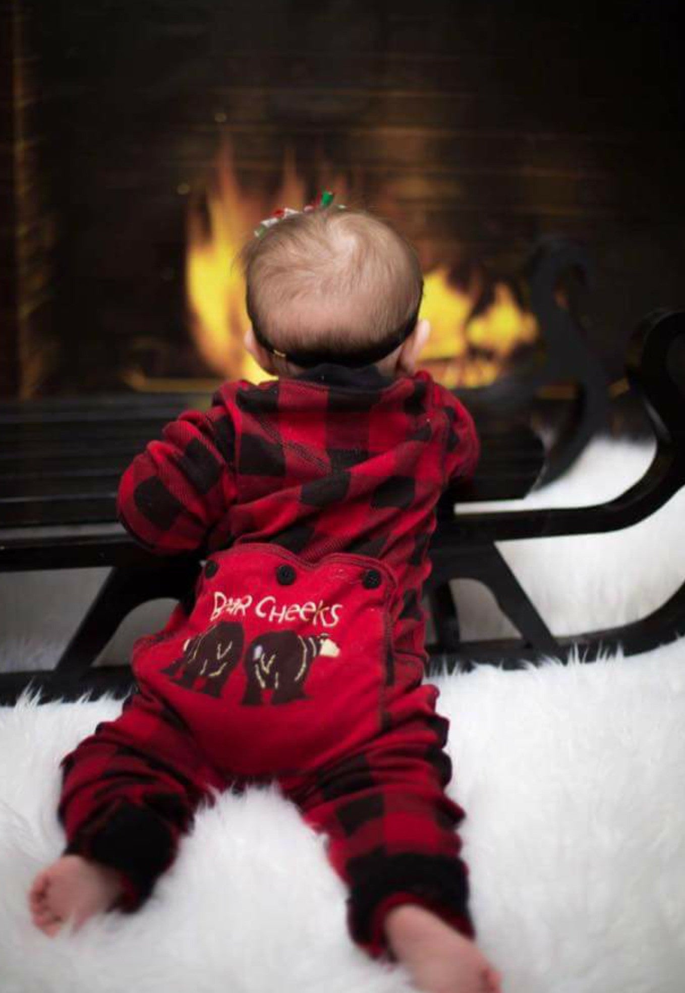 Lazy One Infant & Kids Buffalo Plaid BEAR CHEEKS Flapjack Matching Christmas Pj's