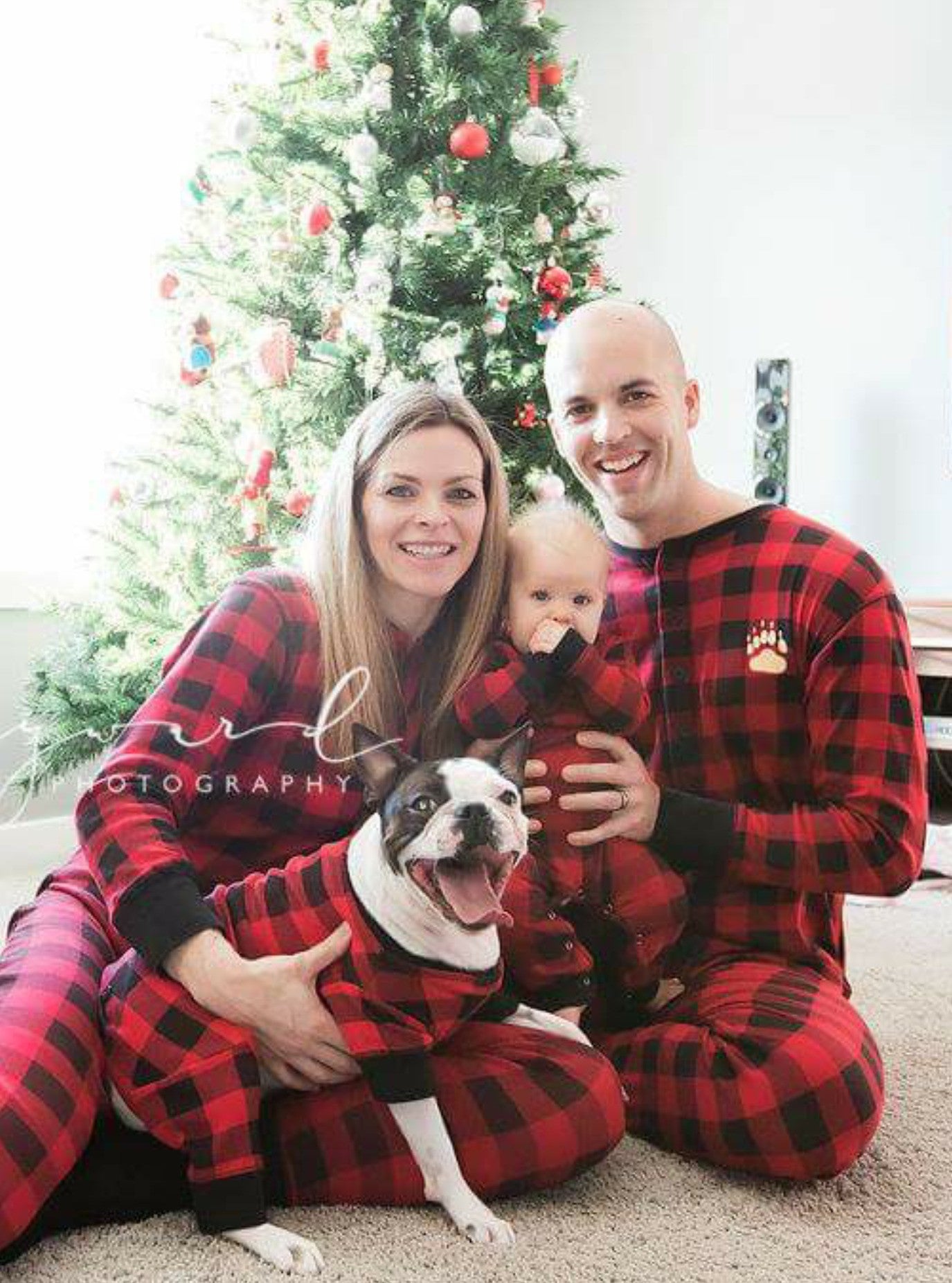 Lazy One Youth & Adult Buffalo Plaid BEAR CHEEKS Flapjack Matching Christmas Pj's