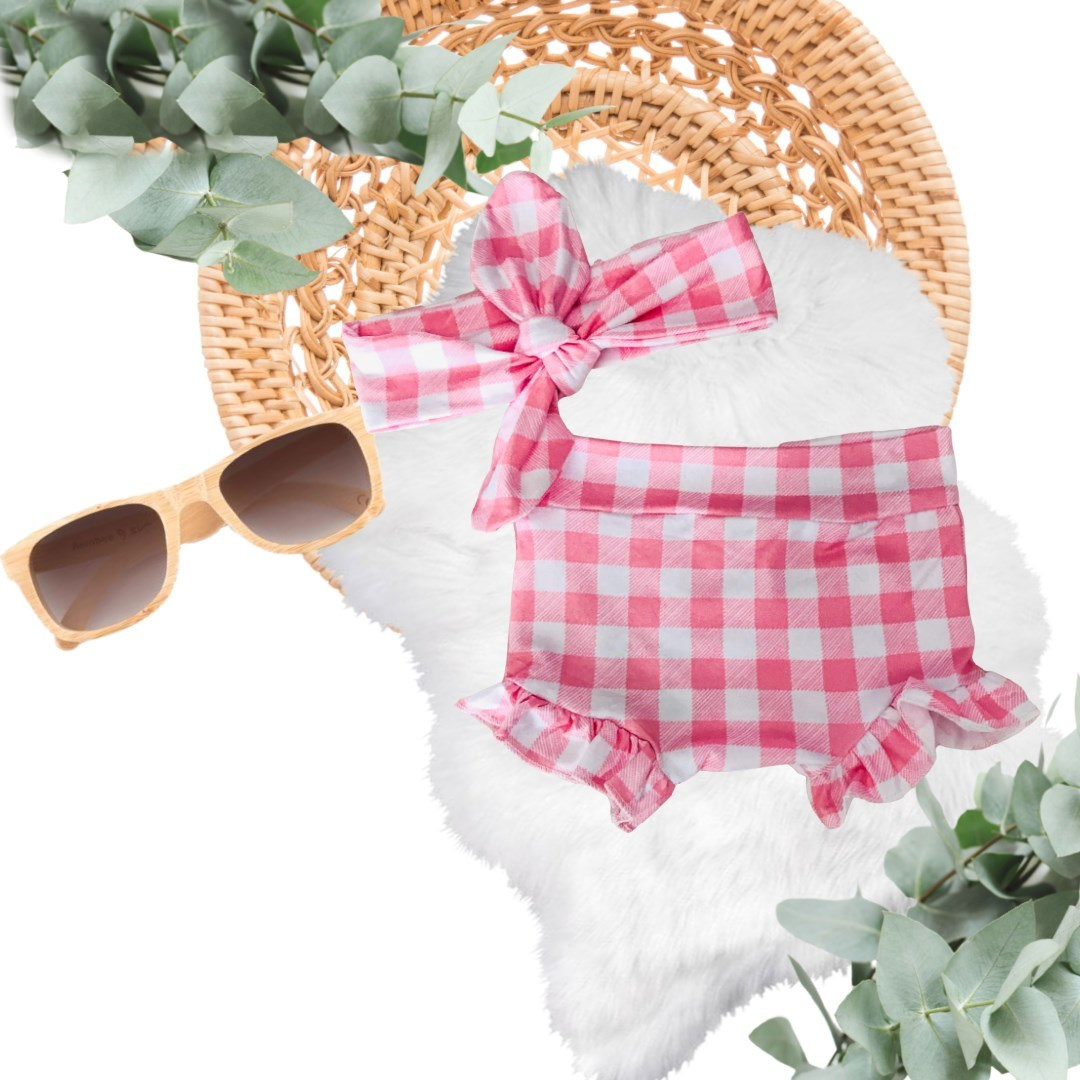Pink Check Bummie | 2 Pc