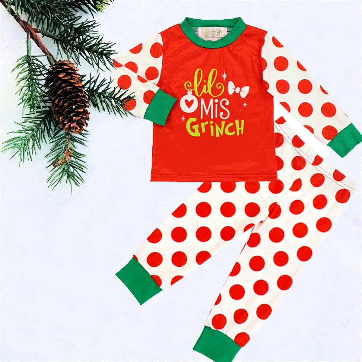 2 Pc Girl's Lil Miss Grinch PJs