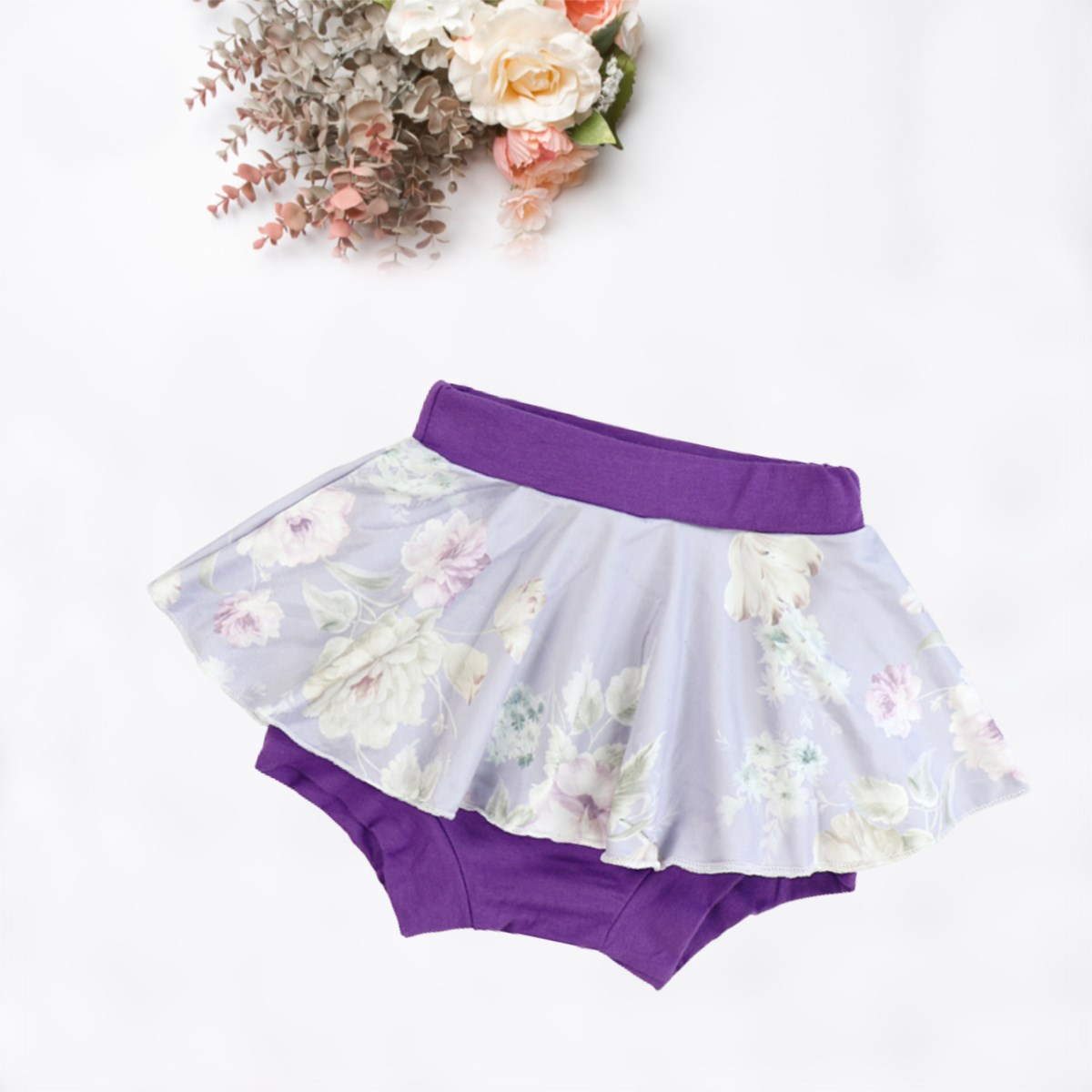 Purple Floral Skirted Bummie