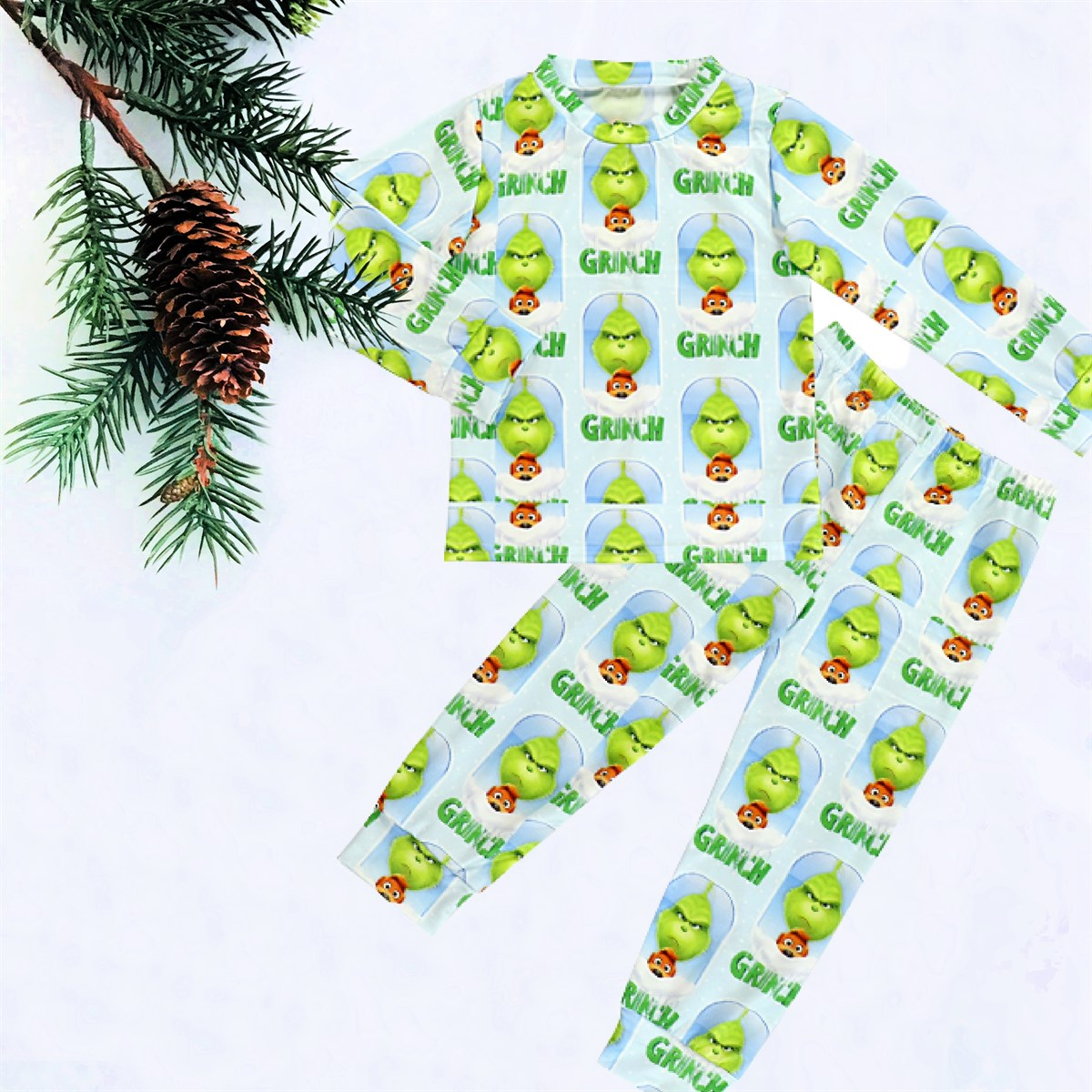 Pc Kids Lime Green Grinch PJs