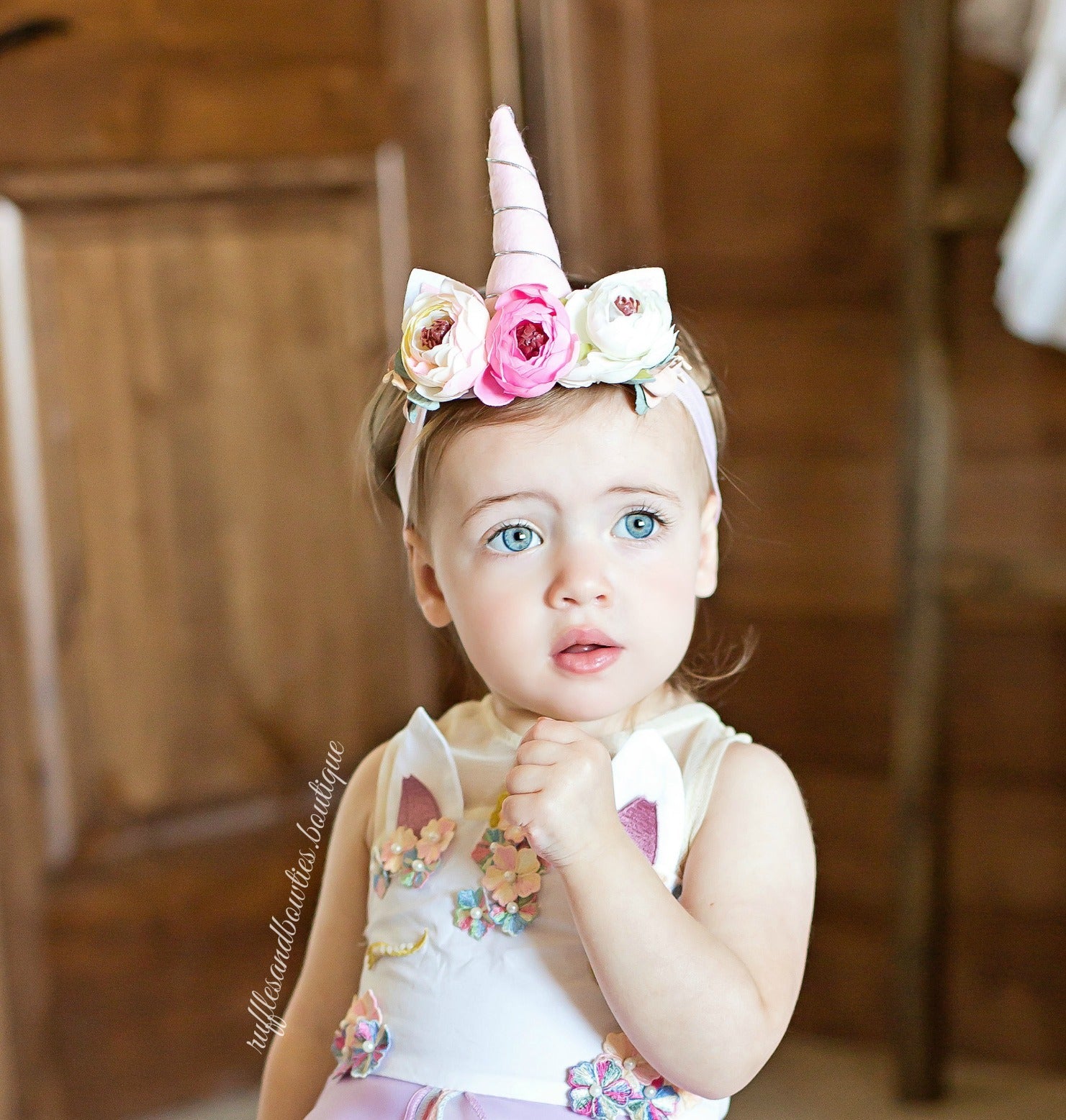 Girls Sweet Pastel Floral Unicorn Head Band, Headband - Ruffles & Bowties Bowtique