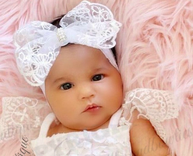 Preciously Perfect White Lace Bow Headband