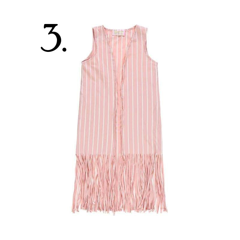 Pink Stripe Fringe Vest