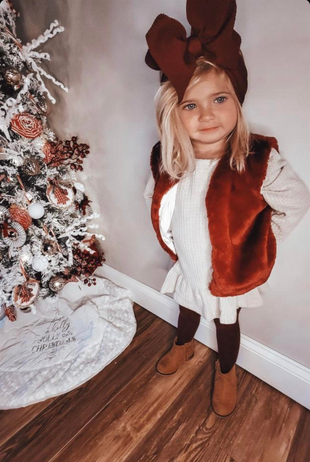 Girls Burgundy Faux Fur Vest