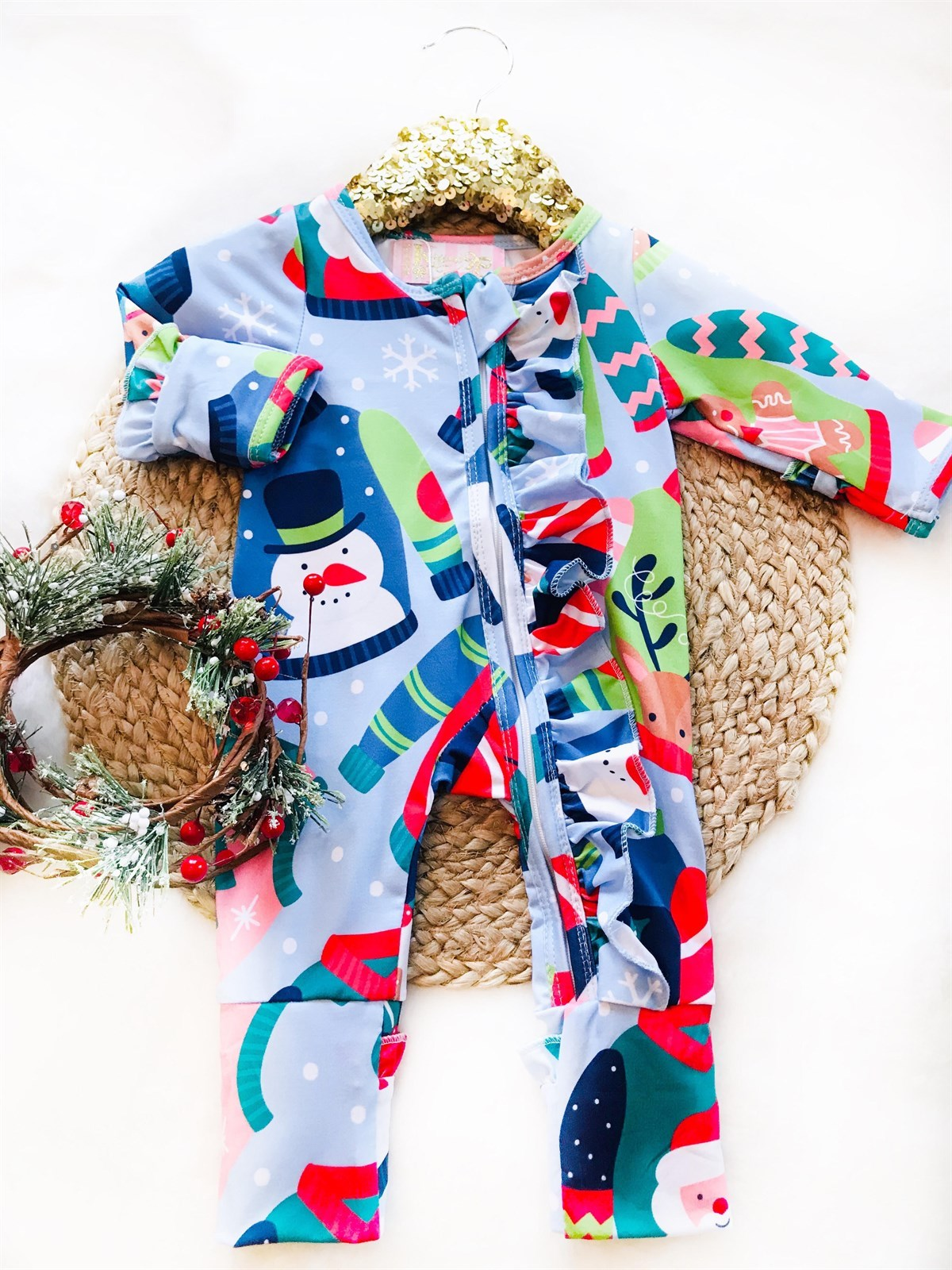 Holiday Baby Girls Zippies Sleepers - Ugly Sweaters