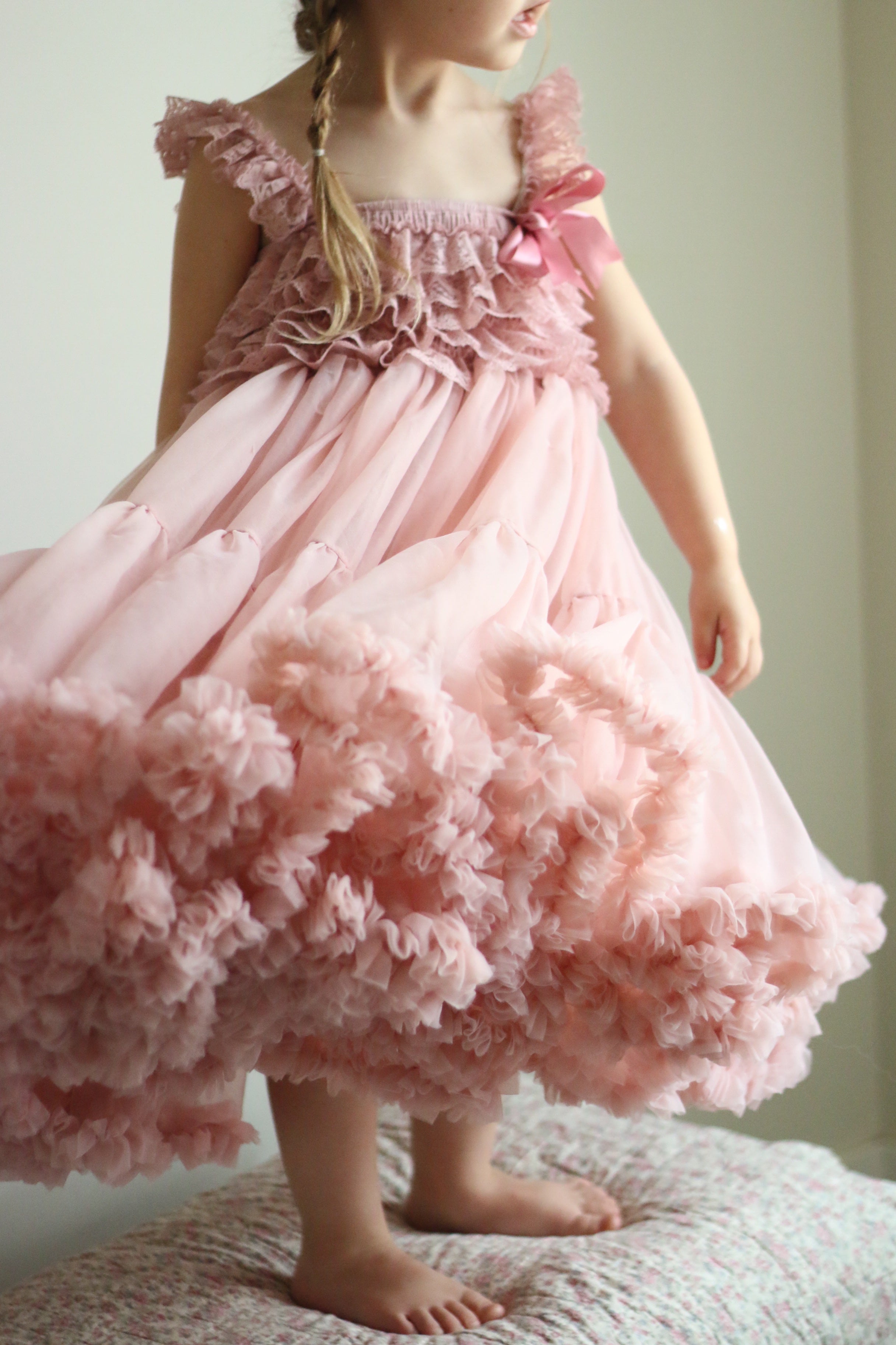 Kryssi Kouture Exclusive Girls Dusty Rose Spencer Tulle Twirl Dress