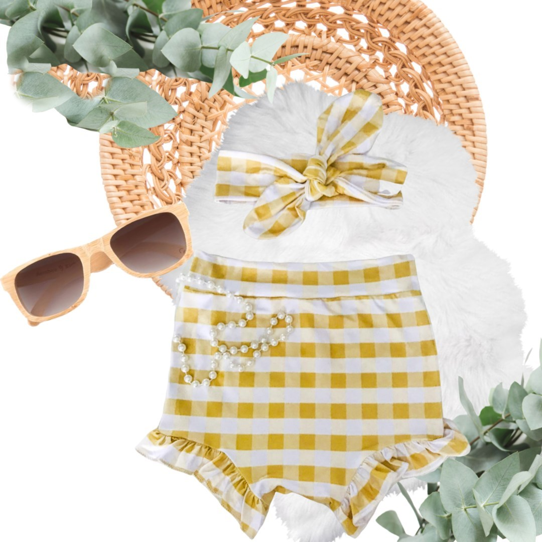 Mustard Check Bummie | 2 Pc