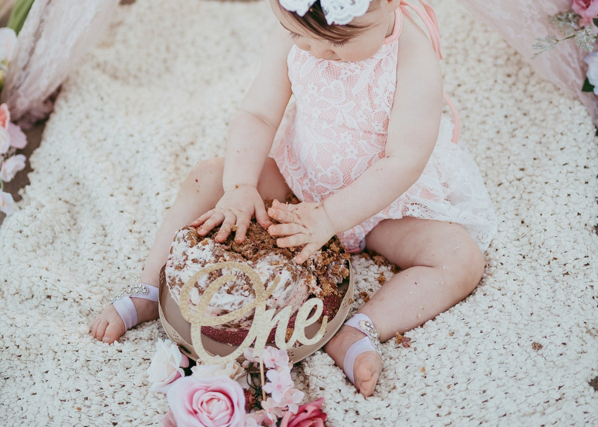 Kryssi Kouture Peach Heavy Lace Halter Tutu Romper