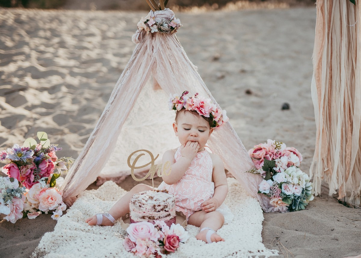 Kryssi Kouture Peach Heavy Lace Halter Tutu Romper