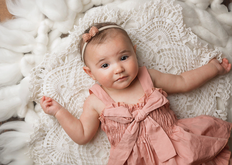 Kryssi Kouture Girls Dusty Rose Two Piece Ruched Bow Set