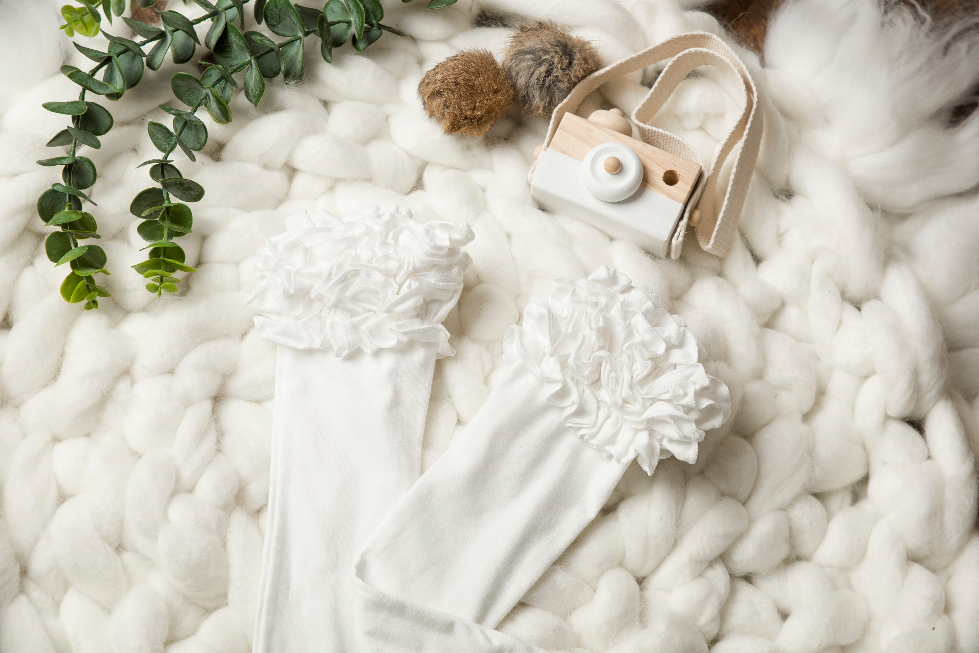 Ivory Ruffle Knee Highs