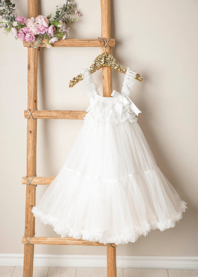 Kryssi Kouture Exclusive Girls White Ivory Spencer Tulle Twirl Dress