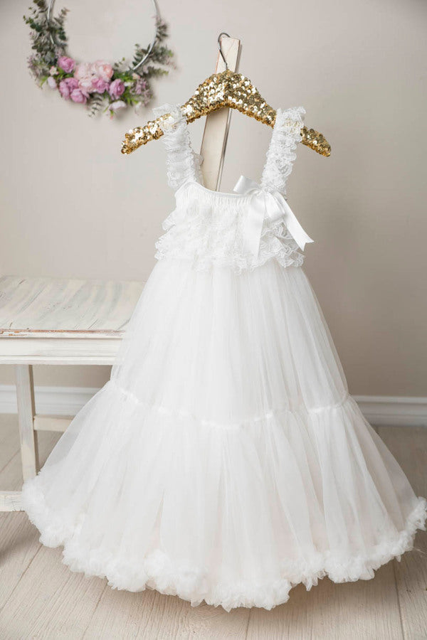 White Tulle Full Flower Girl Dress