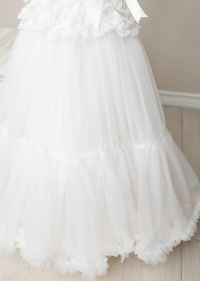 White Tulle Full Flower Girl Dress