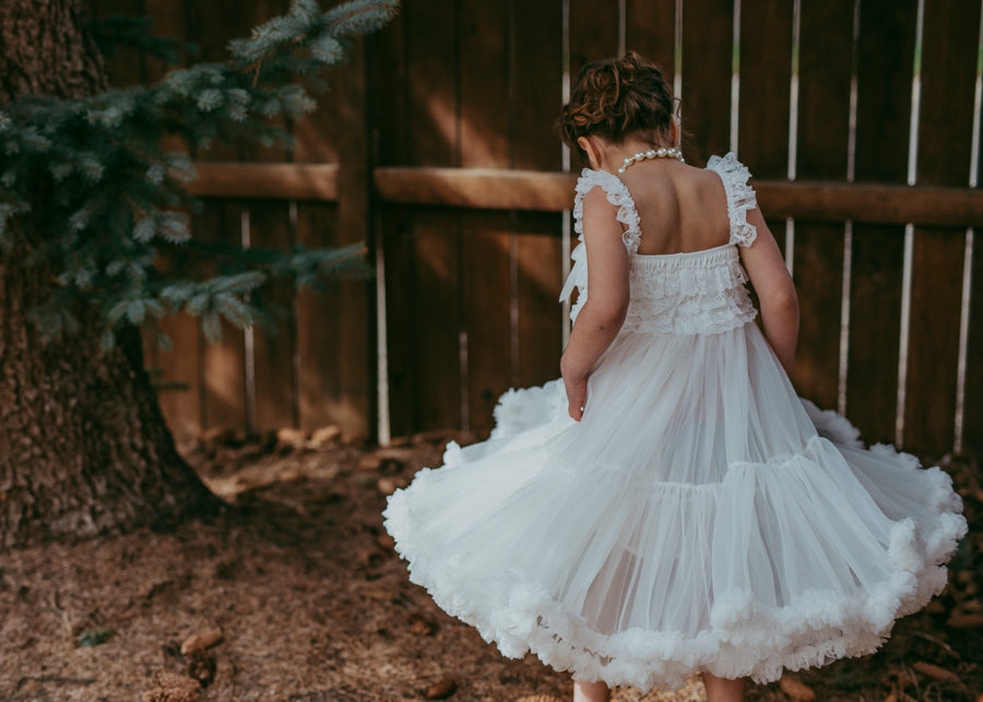 Kryssi Kouture Exclusive Girls White Spencer Tulle Twirl Dress