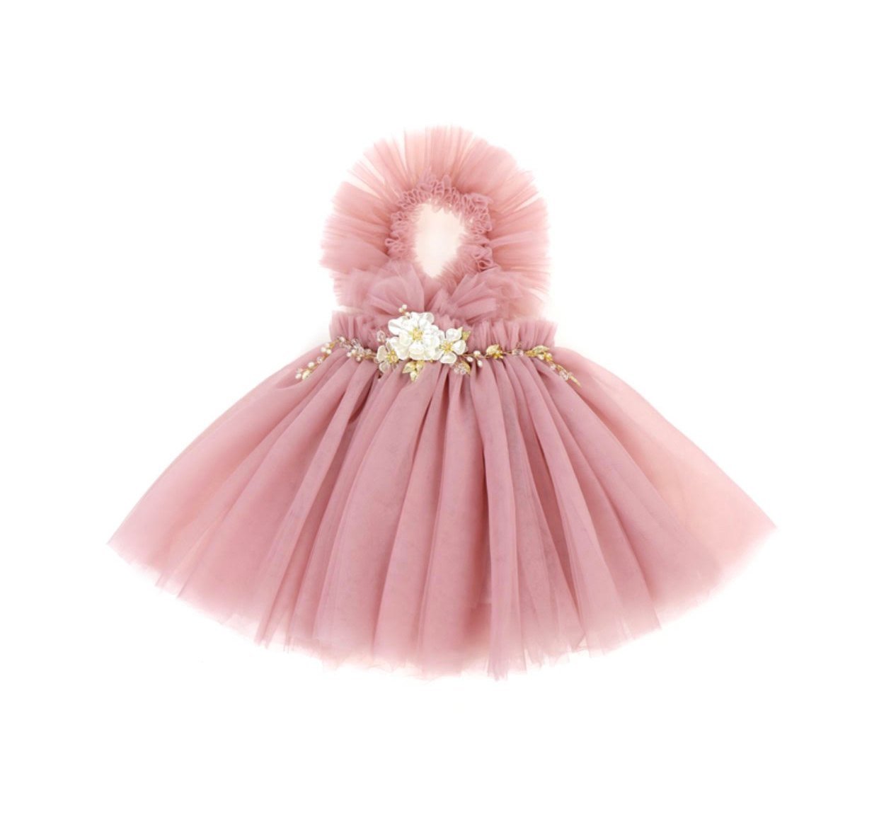 Kryssi Kouture Girls Ruffled Tulle Pink Swan Dress