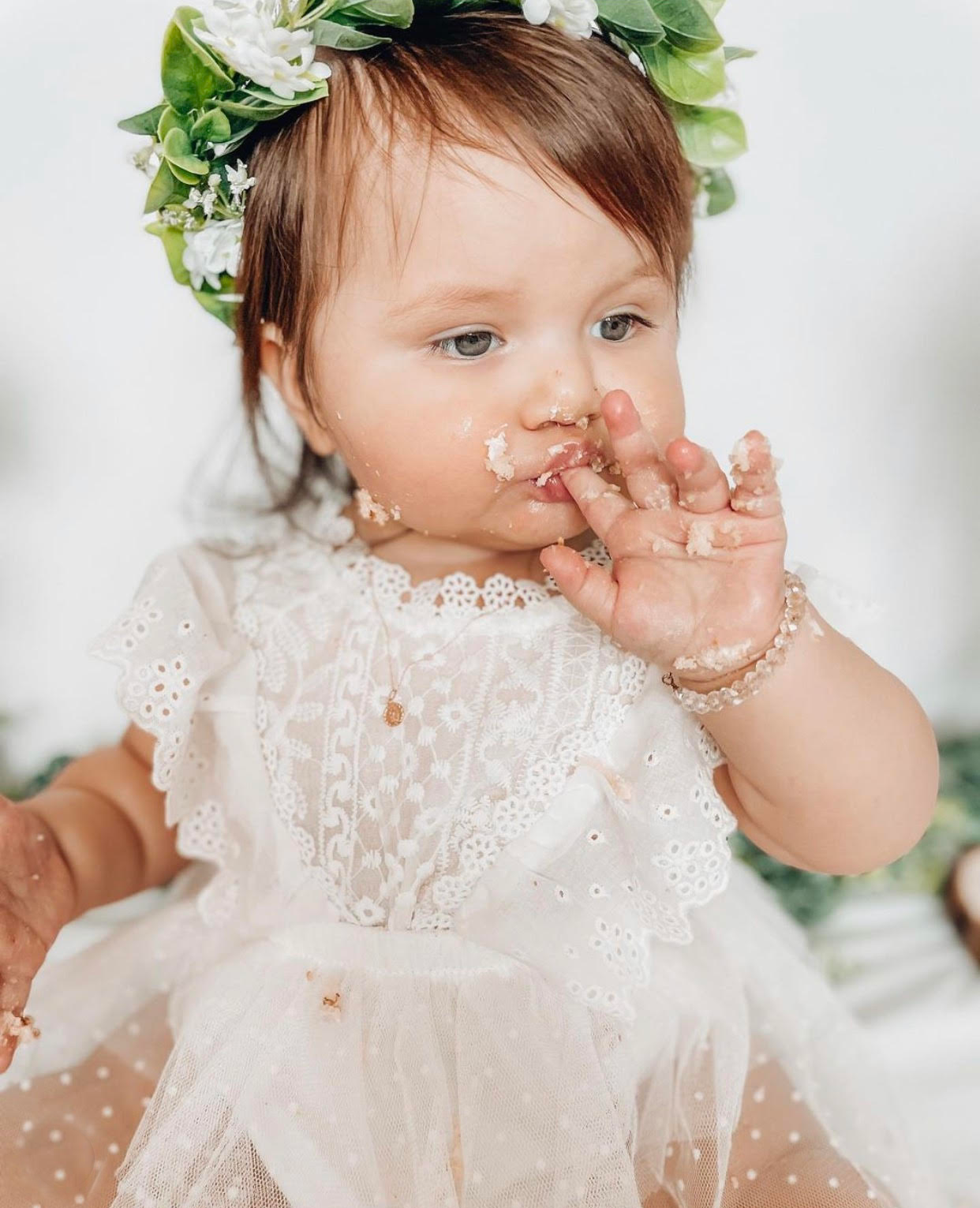 smash cake first birthday Everything you dream of for her perfect first birthday is what this gentle lace romper is composed of.
